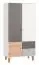 Children's room - Hinged door cabinet / Wardrobe Syrina 04, Colour: White / Grey / Oak - Measurements: 202 x 104 x 55 cm (h x w x d)