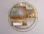 Round Wall Shelf | Solid Mango Wood & Rattan | Brass Iron Frame | 62 x 62 x 17 cm | Mango Color