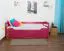 Children's bed / Functional bed "Easy Premium Line" K1/h/s incl. trundle bed frame and cover plates, solid beech wood, pink - 90 x 200 cm