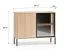 Chest of drawers | small | color: Lindberg oak | 1 glass door with aluminum frame | 4 compartments | incl. LED lighting | push-to-open function | 107 x 40 x 86 cm | legs: metal