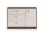 Mackenzie 05 Chest of Drawers / Sideboard | Color: Dunin Oak / High-Gloss Cashmere | Dimensions: 117 x 40 x 85 cm | Handles: Metal | 1 door | 3 drawers | Soft-close