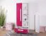 Children's Wardrobe Walter 03 | White & Pink High Gloss | 191 x 80 x 40 cm | Modern Hinged Door