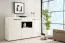 Modern Sideboard / Chest of Drawers Idos 02 | 3 Doors, 1 Drawer, 8 Compartments | White High Gloss / Black | 96.5 x 173 x 41.5 cm