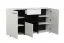 Modern Sideboard / Chest of Drawers Idos 02 | 3 Doors, 1 Drawer, 8 Compartments | White High Gloss / Black | 96.5 x 173 x 41.5 cm