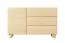 Chest of drawers | 1 door | 3 drawers | color: Vicenza oak | push-to-open function | 130 x 38 x 80 cm | 2 compartments | ABS edges | wooden legs | for living room