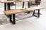 Dining bench with natural seat top, color: acacia / black - Dimensions: 45 x 160 x 40 cm (H x W x D), with sturdy metal feet