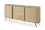 Chest of drawers | 2 sliding doors | color: Cremona oak | 3 drawers | push-to-open function | 196 x 40 x 82 cm | rounded sides | 4 compartments | ABS edges
