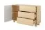Chest of drawers | 1 door | 3 drawers | color: Vicenza oak | push-to-open function | 130 x 38 x 80 cm | 2 compartments | ABS edges | wooden legs | for living room