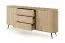 Chest of drawers | 2 sliding doors | color: Cremona oak | 3 drawers | push-to-open function | 196 x 40 x 82 cm | rounded sides | 4 compartments | ABS edges