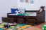 Youth Bed | Solid Pine Wood | Walnut Finish | 90 x 200 cm | Includes Slatted Frame | Modern Design