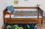Children's bed / Junior bed solid pine wood, Oak colour Rustikal 95, incl. slatted frame - 90 x 200 cm (W x L)