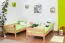 Children's bed Bunk bed Johann solid natural beech wood incl. roll-away frame - 90 x 200 cm, divisible