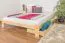 Teenage bed solid, natural pine wood A8, including slatted frame - Measurements 160 x 200 cm