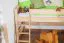 Children's bed / High sleeper Tom solid, natural beech wood, includes slatted frame, slide and tower - Color: clear coated