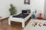 Kid/Youth bed Pine solid wood white lacquered 76, incl. Slat Grate - Size 90 x 200 cm