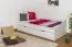 Youth bed / Storage bed solid pine wood, in a white paint finish 93, includes slatted frame - Dimensions: 90 x 200 cm