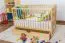 Crib / children's bed solid, natural pine wood 102, includes framed slats and drawers - Dimension: 60 x 120 cm