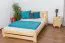 Single bed solid, natural pine wood A25, includes slatted frame - Dimensions 140 x 200 cm