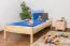 Children's bed / Youth bed solid, natural pine wood 99, includes slatted frame - Dimensions 90 x 200 cm
