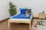 Children's bed / teen bed solid, natural pine wood 100, includes framed slats, Dimensions: 90 x 200 cm