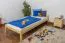 Single bed / day bed solid, natural pine wood, includes framed slats, Dimensions: 90 x 200 cm