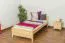 Single bed / day bed solid, natural pine wood 80, includes slatted frame - Dimensions: 90 x 200 cm