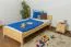Children's bed / youth bed solid, natural pine wood 80, includes slatted frame - Dimensions: 90 x 200 cm