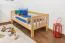 Children's bed / Toddler bed solid, natural pine wood 95, includes slatted frame - Dimensions: 90 x 200 cm