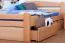 Double bed / functional bed "Easy Premium Line" K4 incl. 2 drawers and 1 cover panel, 180 x 200 cm solid beech wood natural