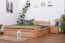 Double bed / functional bed "Easy Premium Line" K4 incl. 2 drawers and 1 cover panel, 180 x 200 cm solid beech wood natural