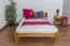 Single bed / guest bed A5 incl. slatted frame, solid pine, oak-colored, lying surface 120 x 200 cm, rounded headboard, sturdy frame