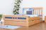 Single bed / Storage bed K8 "Easy Premium Line" incl. 4 drawers and 2 cover plates, solid beech wood, clear finish - 140 x 200 cm