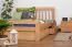 Double bed / functional bed "Easy Premium Line" K8 incl. 2 drawers and 1 cover panel, 160 x 200 cm solid beech wood natural