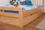 Youth bed K8 "Easy Premium Line" incl. 2 underbed drawer and cover plate, solid beech wood, clear finish - 160 x 200 cm
