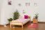 Single Bed Markus | Solid Beech Wood | Natural Finish | Incl. Rolling Frame | 90 x 200 cm