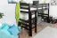Loft Bed 90 x 190 cm | Easy Premium Line K22/n | Solid Beech Wood | Chocolate Brown | Convertible