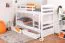 Bunk bed for adults "Easy Premium Line" K18/n incl. 2 drawers and 2 cover panels, headboard with holes, solid beech wood white - 90 x 200 cm, (w x l) divisible