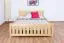 Double bed / Day bed solid, natural pine wood 65, includes slatted frame - Dimensions 160 x 200 cm