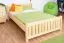 Single bed 65, solid pine wood, clearly varnished, incl. slatted bed frame - size 140 x 200 cm