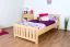 Children's bed / Youth bed 66, solid pine wood, clearly varnished, incl. slatted bed frame - 100 x 200 cm