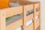 Bunk bed for adults "Easy Premium Line" K19/h incl. lying area and 2 cover panels, head and foot part with holes, solid beech wood natural - Lying surface: 90 x 200 cm (w x l), divisible