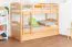 Bunk bed for adults "Easy Premium Line" K19/h incl. lying area and 2 cover panels, head and foot part with holes, solid beech wood natural - Lying surface: 90 x 200 cm (w x l), divisible