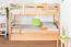 Bunk bed for adults "Easy Premium Line" K19/h incl. lying area and 2 cover panels, head and foot part with holes, solid beech wood natural - Lying surface: 90 x 200 cm (w x l), divisible
