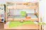 Bunk bed for adults "Easy Premium Line" K19/h incl. lying area and 2 cover panels, head and foot part with holes, solid beech wood natural - Lying surface: 90 x 200 cm (w x l), divisible