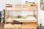 Bunk bed for adults "Easy Premium Line" K20/n incl. 2 drawers and 2 cover panels, straight headboard and footboard, solid natural beech wood - mattress base: 90 x 200 cm, divisible