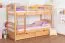 Bunk Bed Easy Premium Line K19/n | Solid Beech Wood Natural | 90 x 200 cm | 2 Drawers | Divisible