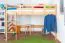 Loft bed "Easy Premium Line" K23/n, solid beech wood natural lacquered, divisible - lying surface: 120 x 200 cm