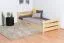 Single bed / functional bed solid pine solid wood natural 92, incl. slatted frame - 90 x 200 cm (W x D)