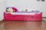 Children's Bed / Youth Bed Easy Premium Line K1/1n | 90 x 200 cm | Solid Beech Wood | Pink | 2 Drawers & 2 Cover Panels