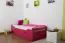 Single bed / guest bed "Easy Premium Line" K1/1h incl. 2nd berth and 2 cover panels, 90 x 200 cm solid beech wood pink